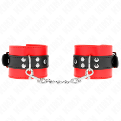 KINK - HANDGELENKFESSELN ROT MIT SCHWARZEM GÜRTEL VERSTELLBAR 17-28 CM X 6 CM – Produktansicht 2