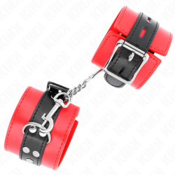 KINK - HANDGELENKFESSELN ROT MIT SCHWARZEM GÜRTEL VERSTELLBAR 17-28 CM X 6 CM – Produktansicht 3