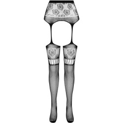 PASSION - S030 STRUMPFHOSE MIT SCHWARZEM GARTER, EINE GRÖSSE – Produktansicht 5