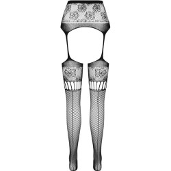 PASSION - S030 STRUMPFHOSE MIT SCHWARZEM GARTER, EINE GRÖSSE – Produktansicht 6