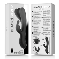 BLACK&SILVER - JAMIE WIEDERAUFLADBARER SILIKON-KANINCHENSTIMULATOR SCHWARZ – Produktansicht 6