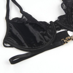 SUBBLIME - 3-TEILIGES SET BH + STRING + STRUMPFBAND AUS SPITZE SCHWARZ – Produktansicht 6