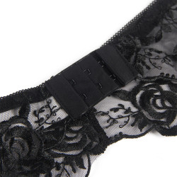 SUBBLIME - 3-TEILIGES SET BH + STRING + STRUMPFBAND BLUMENPRINT SCHWARZ – Produktansicht 11