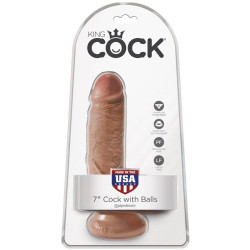 KING COCK - REALISTISCHER PENIS MIT KUGELN 13.2 CM KARAMELL – Produktansicht 6