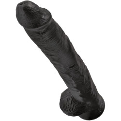 KING COCK - REALISTISCHER PENIS MIT EIER 30.5 CM SCHWARZ – Produktansicht 3
