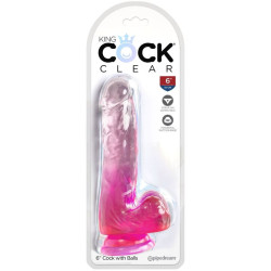 KING COCK - CLEAR REALISTISCHER PENIS MIT KUGELN 13.5 CM ROSA – Produktansicht 2
