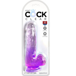 KING COCK - CLEAR REALISTISCHER PENIS MIT KUGELN 13.5 CM LILA – Produktansicht 2