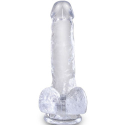 KING COCK - CLEAR REALISTISCHER PENIS MIT EIEREN 13.5 CM TRANSPARENT – Produktansicht 2