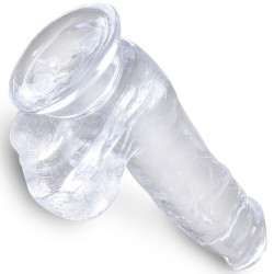 KING COCK - CLEAR REALISTISCHER PENIS MIT EIEREN 13.5 CM TRANSPARENT – Produktansicht 4