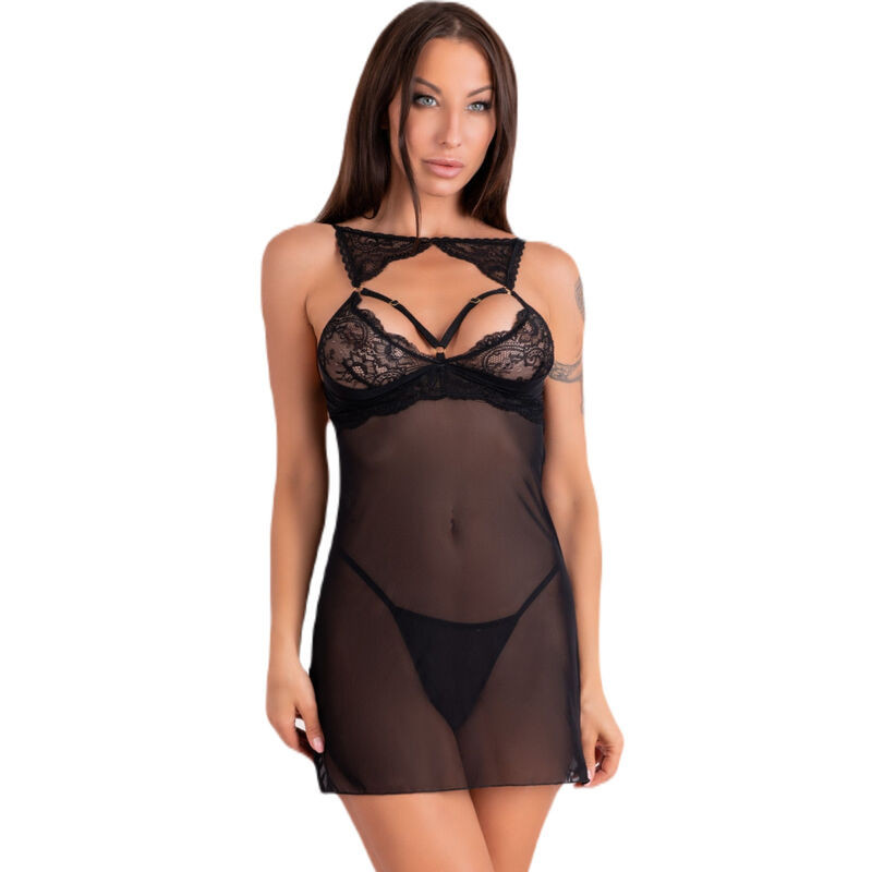 LIVCO CORSETTI FASHION - KROLINA LC 90734 CHEMISE + TANGA SCHWARZ