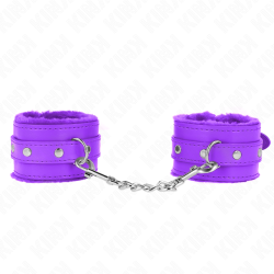 KINK - PREMIUM PELZGEFÜTTERTE HANDGELENKFESSELN LILA MIT LILA GÜRTEL VERSTELLBAR 17-29 CM X 6 CM – Produktansicht 2
