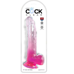 KING COCK - CLEAR DILDO MIT HODEN 20.3 CM ROSA – Produktansicht 2