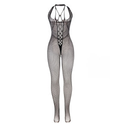 SUBBLIME - 951788 LANGER NETZ-BODYSTOCKING MIT RIEMEN AUF BRUST UND RÜCKEN SCHWARZ EINE GRÖSSE – Produktansicht 3