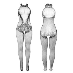 SUBBLIME - 951801 BODYSTOCKING AUS NETZ UND SPITZE MIT OBEREM AUSSCHNITT SCHWARZ EINE GRÖSSE – Produktansicht 4