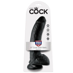 KING COCK - DILDO SCHWARZ MIT EIER 22.9 CM – Produktansicht 5