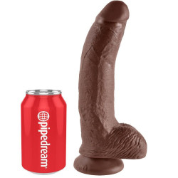 KING COCK - 9 DILDO BRAUN MIT EIER 22.9 CM – Produktansicht 3