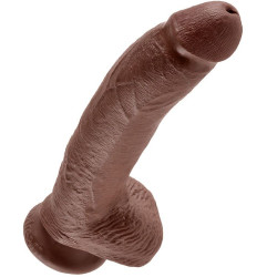 KING COCK - 9 DILDO BRAUN MIT EIER 22.9 CM – Produktansicht 4