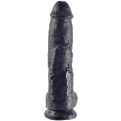 KING COCK - DILDO SCHWARZ MIT EIER 25.4 CM