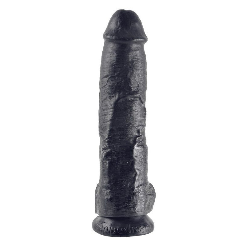 KING COCK - DILDO SCHWARZ MIT EIER 25.4 CM