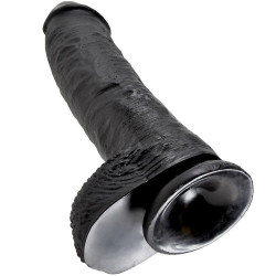 KING COCK - DILDO SCHWARZ MIT EIER 25.4 CM – Produktansicht 3