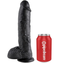 KING COCK - DILDO SCHWARZ MIT EIER 25.4 CM – Produktansicht 4