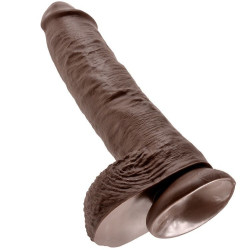 KING COCK - 10 DILDO BRAUN MIT EIER 25.4 CM – Produktansicht 5