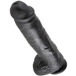 KING COCK - DILDO SCHWARZ MIT EIER 28 CM