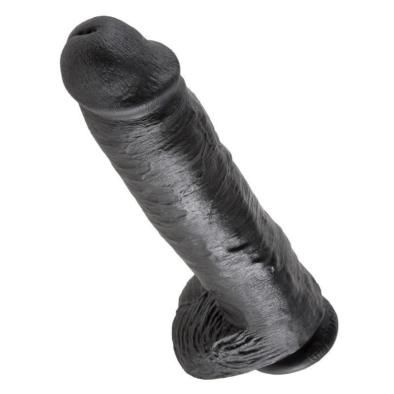 KING COCK - DILDO SCHWARZ MIT EIER 28 CM