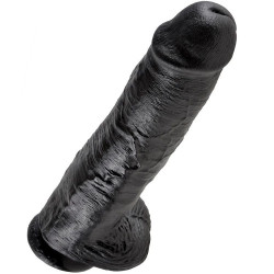 KING COCK - DILDO SCHWARZ MIT EIER 28 CM – Produktansicht 3