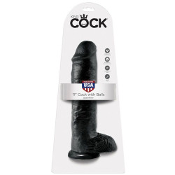 KING COCK - DILDO SCHWARZ MIT EIER 28 CM – Produktansicht 5