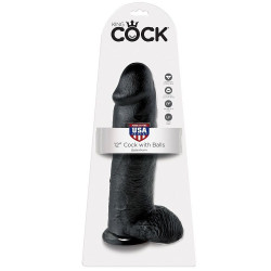 KING COCK - DILDO SCHWARZ MIT EIER 30.48 CM – Produktansicht 5