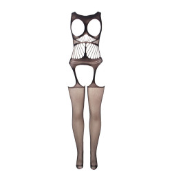SUBBLIME - 951900 NETZ-BODYSTOCKING OHNE SCHRITT MIT CUPS UND OFFENEN SCHULTERN SCHWARZ EINE GRÖSSE – Produktansicht 3