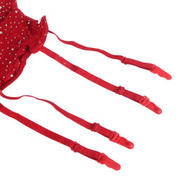 SUBBLIME - 952181 NETZ-BODYSTOCKING MIT HANDSCHUHEN UND DIAMANTEN ROT EINE GRÖSSE – Produktansicht 8