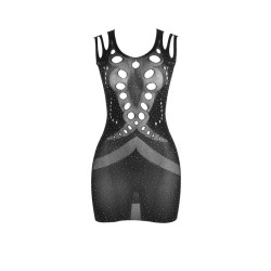 SUBBLIME - 952198 NETZ-KLEID MIT BRILLANTEN DIAMANTEN SCHWARZ EINE GRÖSSE – Produktansicht 6