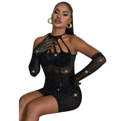 SUBBLIME - 952235 NETZKLEID MIT STRASS SCHWARZ EINHEITSGRÖSSE – Produktansicht 3