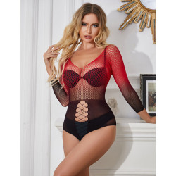 SUBBLIME - 952259 ROTER UND SCHWARZER KLEID MIT LANGEN RMELN UND ELASTISCHEM NETZVERLAUF EINE GRÖSSE – Produktansicht 7