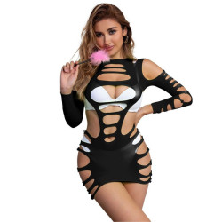 SUBBLIME - 952266 LANGRMELIGER ELASTISCHER NETZ-KLEID SCHWARZ EINE GRÖSSE – Produktansicht 3