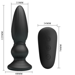 MR PLAY - LEISTUNGSSTARKER VIBRATOR MIT FERNBEDIENUNG, ANALSTECKER, SCHWARZ – D-238730 – Produktansicht 5