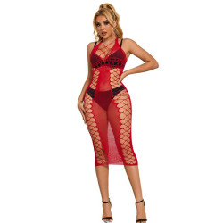 SUBBLIME - 952327 LANGES ROTES NETZ-KLEID EINE GRÖSSE – Produktansicht 2