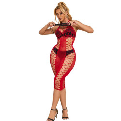 SUBBLIME - 952327 LANGES ROTES NETZ-KLEID EINE GRÖSSE – Produktansicht 4