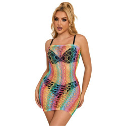 SUBBLIME - 952365 RAINBOW NETZ-KLEID MIT FREIEN SCHULTERN EINE GRÖSSE – Produktansicht 3