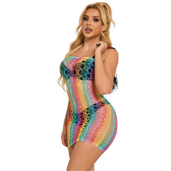 SUBBLIME - 952365 RAINBOW NETZ-KLEID MIT FREIEN SCHULTERN EINE GRÖSSE – Produktansicht 4
