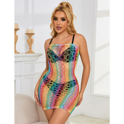 SUBBLIME - 952365 RAINBOW NETZ-KLEID MIT FREIEN SCHULTERN EINE GRÖSSE – Produktansicht 8