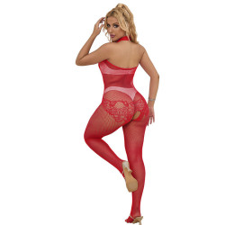SUBBLIME - 952372 BODYSTOCKING AUS NETZ UND SPITZE MIT HOHER HALS UND OHNE SCHRITT ROT EINE GRÖSSE – Produktansicht 6
