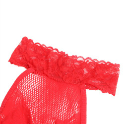 SUBBLIME - 952372 BODYSTOCKING AUS NETZ UND SPITZE MIT HOHER HALS UND OHNE SCHRITT ROT EINE GRÖSSE – Produktansicht 7