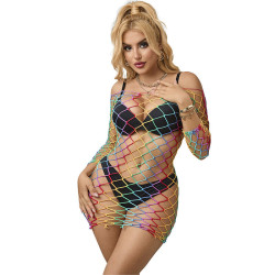 SUBBLIME - 952426 REGENBOGEN-KLEID MIT LANGEN RMELN UND NETZ EINE GRÖSSE – Produktansicht 4