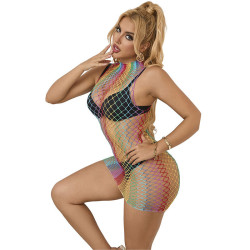 SUBBLIME - 952433 RAINBOW HOHER KRAGEN RMELLOSER NETZ KLEID EINE GRÖSSE – Produktansicht 5