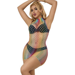 SUBBLIME - 952433 RAINBOW HOHER KRAGEN RMELLOSER NETZ KLEID EINE GRÖSSE – Produktansicht 6
