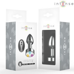 INTENSE - VIBRIERENDER ANALPLUG AUS METALL MIT LED-LEUCHTEN UND FERNBEDIENUNG - GRÖSSE S – Produktansicht 3