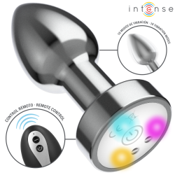 INTENSE - VIBRIERENDER ANALPLUG AUS METALL MIT LED-LEUCHTEN UND FERNBEDIENUNG - GRÖSSE M – Produktansicht 2